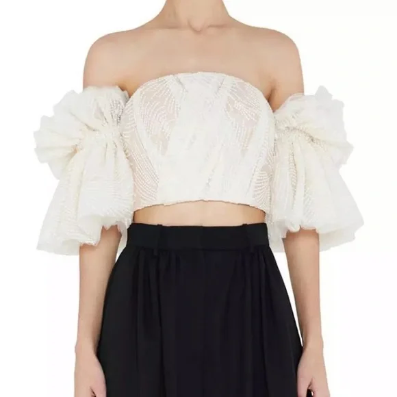 トップス acka tulle off shoulder blouse WDPL Women's Off Shoulder Ruffles Tulle Loose Blouses Shirts